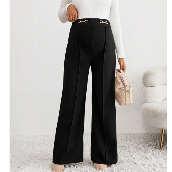 Maternity Classic Stretchy Waist Wide leg Pants Trousers - Picture 1 of 5